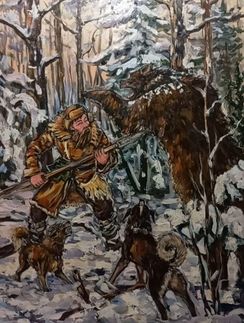 Зимняя охота на медведя.
