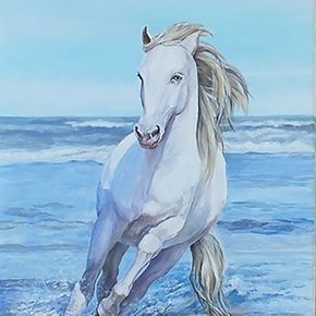 Белая лошадь по кличке  Счастье