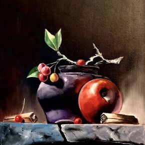 Горшочек, яблоко, корица.