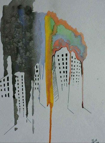 На город опускается ночь