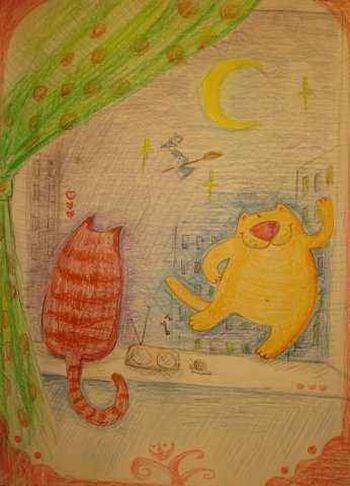 Котики, танцующие на окне