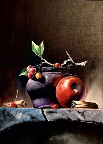 Горшочек, яблоко, корица.