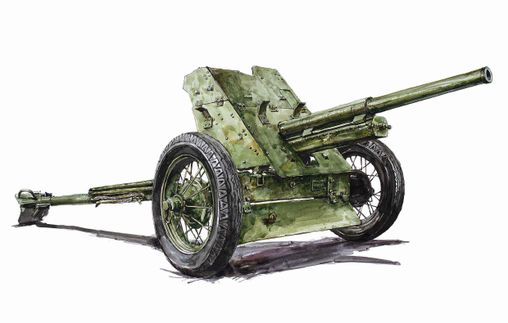 Рисунок, 45-мм противотанковая пушка образца 1937 года (53-К)