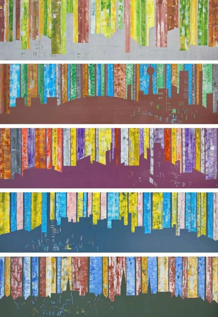 Осло, Торонто, Портленд, Гонолулу, Гамбург Пентаптих Абстракция Мультиптих