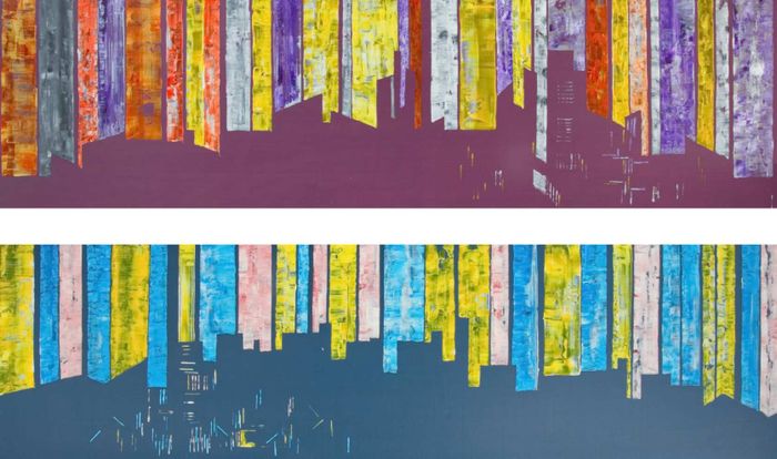 Портленд, Гонолулу Город Абстракция Диптих