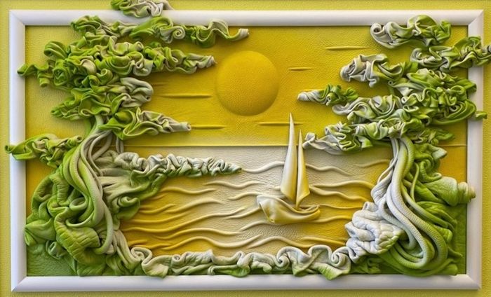 Картина из кожи « Рассвет»