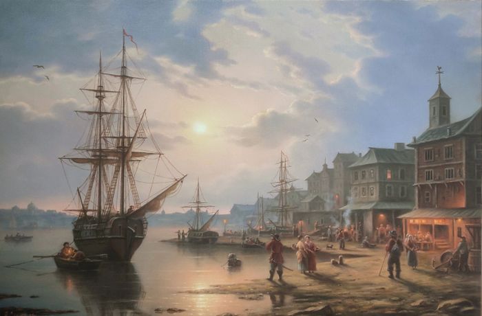 Морской залив. Вечер