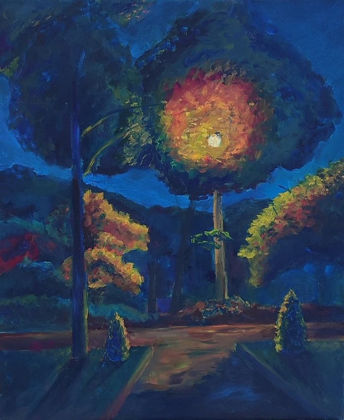 фонарь ночной, во мгле тенистой