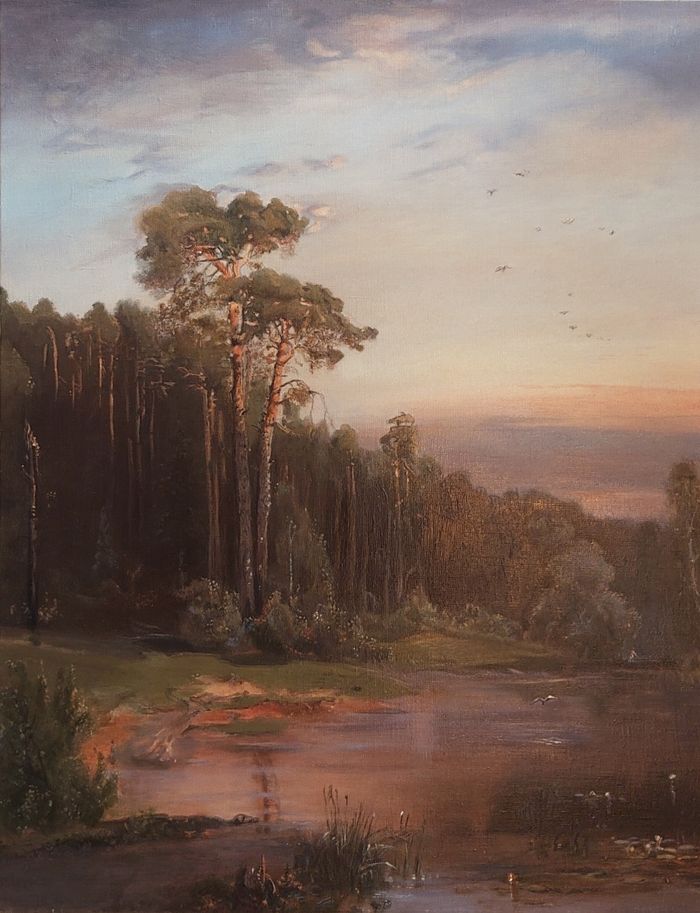 Копия Саврасова "Летний пейзаж с соснами у реки"