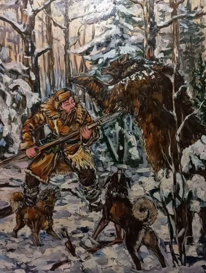 Зимняя охота на медведя.